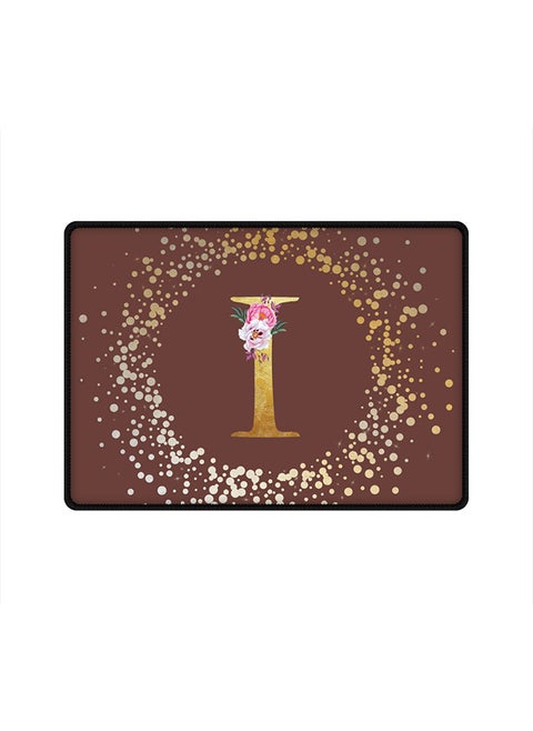 Designer Gaming Mouse Pad  Anti-Skid Mousepad Large Keyboard Mouse Pad Desk Mat Custom Monogram Initial Letter Floral Pattern Alphabet - I  (Brown)