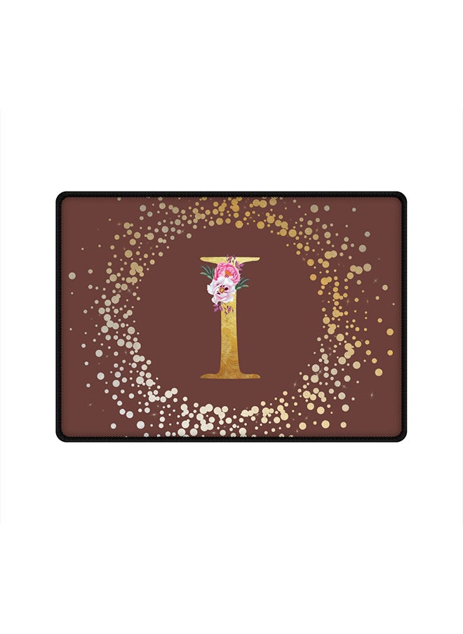 Stylizedd Designer Gaming Mouse Pad  Anti-Skid Mousepad Large Keyboard Mouse Pad Desk Mat Custom Monogram Initial Letter Floral Pattern Alphabet - I  (Brown)  - Image 1