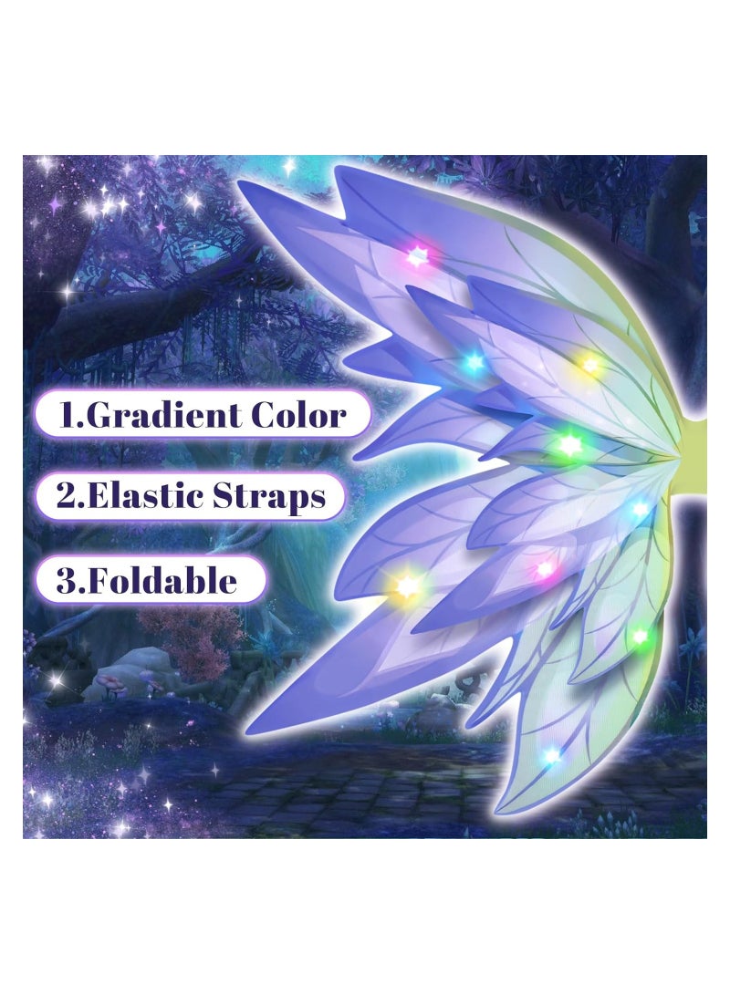 KASTWAVE Fairy Wings Costume Kids Light-up Tulle Skirt Butterfly Wings Fairy Stick Headband Party Favor, Fairy Fancy Princess Dress up Outfit Party Birthday Holiday Tutu Dress Favor Pack of 4 - Image 3