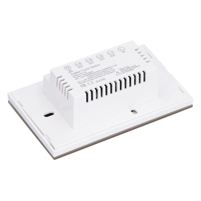 White 2 Gang Smart Light Switch Zigbee Remote Voice Control Tempered Glass Timer - Image 3