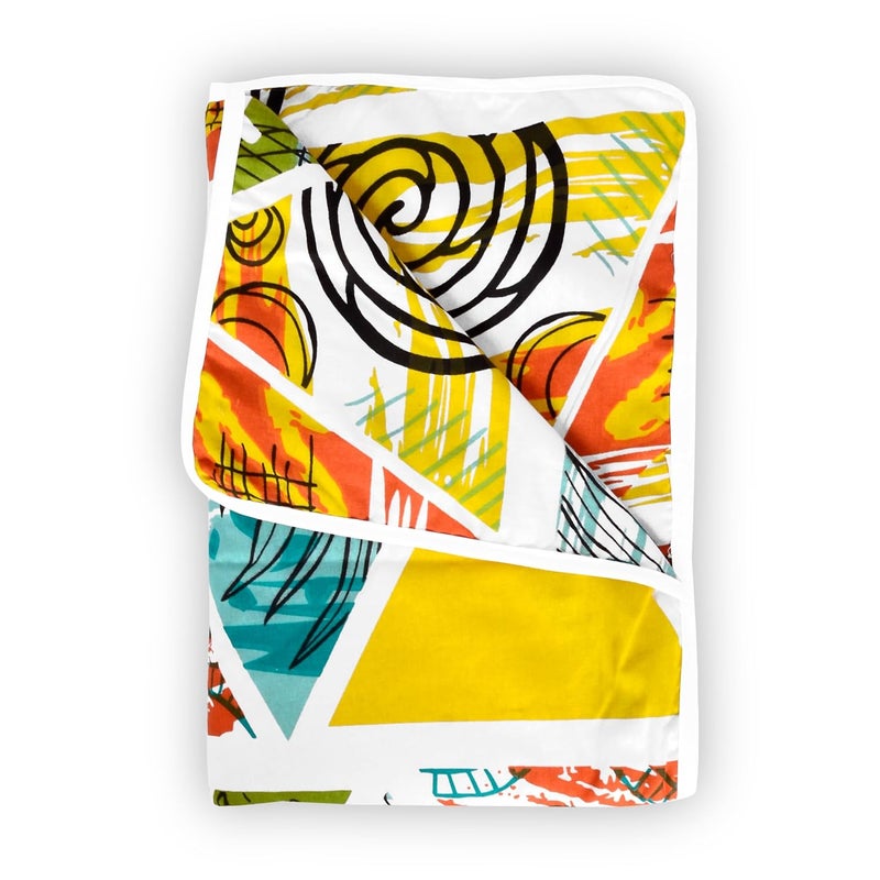 Divine Casa Cotton Geometric Print 120 GSM New Born All Season Ultrasoft Single Baby Blanket for Babies Lime Peach 135 x 100 CM