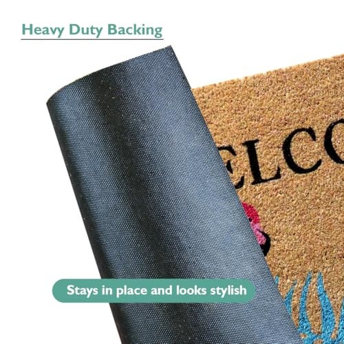 ATMAH Flamingos Coir Doormat 40x70 cm | Door Mat for Home Entrance | Anti Slip PVC Backing | Dirt Trapper | Indoor & Covered Outdoor Use | Multicolor - Image 3
