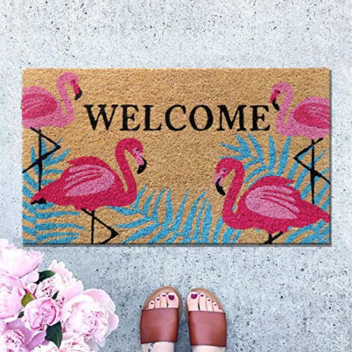 ATMAH Flamingos Coir Doormat 40x70 cm | Door Mat for Home Entrance | Anti Slip PVC Backing | Dirt Trapper | Indoor & Covered Outdoor Use | Multicolor - Image 5