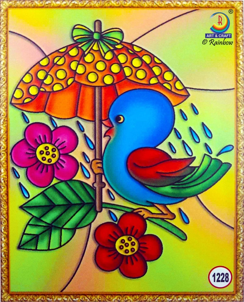 Rainbow DIY - Fiberglass Painting Kit, Sparrow with Umbrella, Medium (7.75x10.5 inch), Design No. 1228 - Image 1