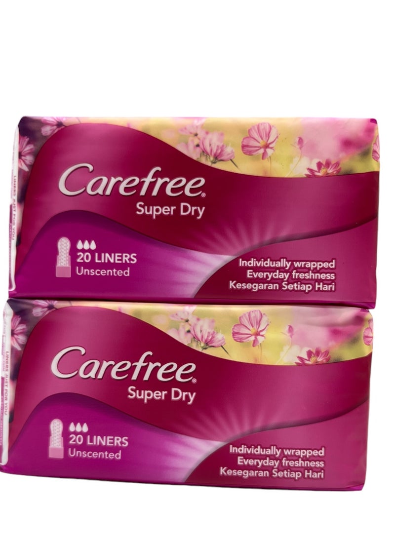 Carefree CAREFREE LINERS 20s SUPER DRY UNSCENTED 2pcs  - Image 1