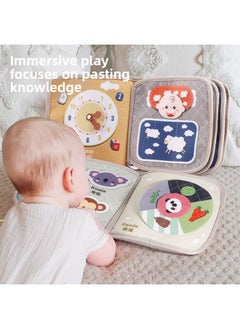 Generic Tear-And-Tear Book For Infant Early Education, Quiet Book With Velcro, Unbreakable And Chewable, Cognitive Educational Toy For 6-Month-Old Baby 8-Color:[ocean Style + Upgraded Vegetable Style + Animal Tail Cloth Book] Three-piece Cloth Book Set  - Image 3
