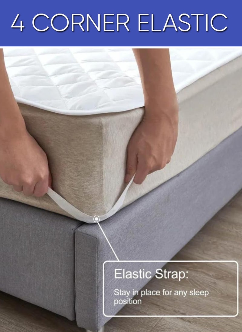 Blueberry Quilted Mattress Protector Topper Cover 4 Corner Elastic 100x200cm - Image 4