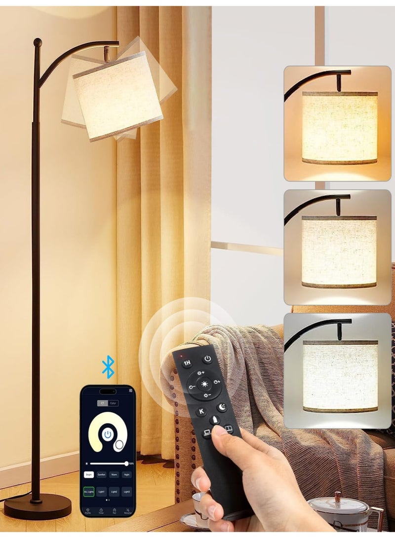 NEWLAN Arched Fabric Shade Floor Lamp: Smart Dimmable, Rotatable Head, Remote & Timer, Multi-Scene & Easy Install – Elevate Your Home Lighting - Image 2