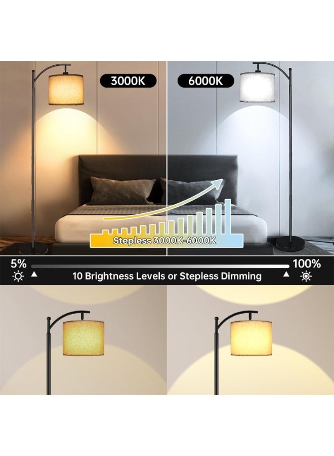 NEWLAN Arched Fabric Shade Floor Lamp: Smart Dimmable, Rotatable Head, Remote & Timer, Multi-Scene & Easy Install – Elevate Your Home Lighting - Image 5