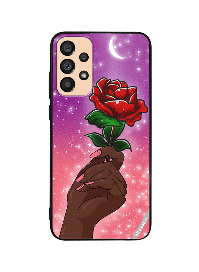 VR CREATIVE Protective Case Cover For Samsung Galaxy A73 5G Rose Presenter Black Hand Design Multicolour - Image 1