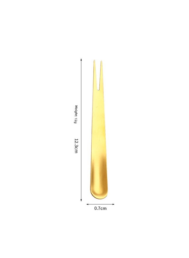 Stainless Steel Dual-purpose Fork Spoon Creative Moon Cake Dessert Cake Fork Baking Cloth Wheel Manufacturers Wholesale Customer LOGO-Color:Golden Dual-purpose Fork - Image 1