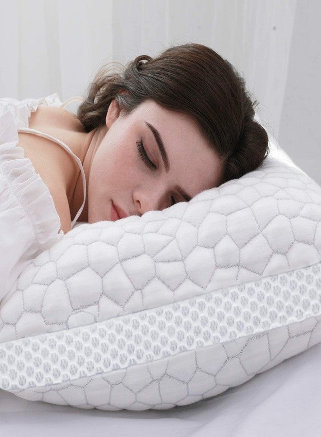 QUTOOL Shredded Memory Foam Pillows 2 Pack, Rayon Derived from Bamboo Pillow Queen Size Set of 2, Cooling Gel Pillows for Sleeping, Adjustable Pillow for Side Stomach and Back Sleepers with Washable Cover - Image 5