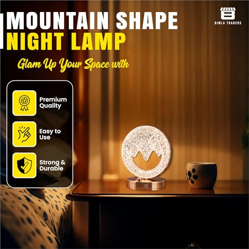 CRAE Mountain Shape Crystal Table Lamp Cordless Luxury with Touch Sensor Control | Desk Night Study Light | Diamond Nightstand | Party Decor - Image 2