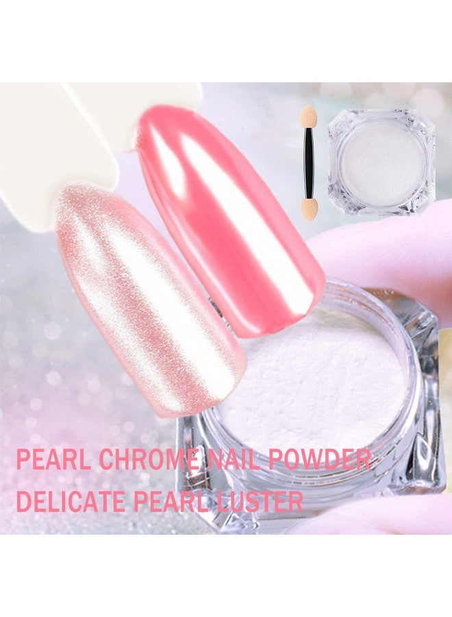 Deepmind White Pearl Chrome Nail Powder Pearlescent White Nail Art Jewelry Glitter Powder Symphony Mermaid Pearl Neon Nail Powder The Powder Is Fine And Shiny Healthy & Longlasting For Nail Art Decorations - Image 3