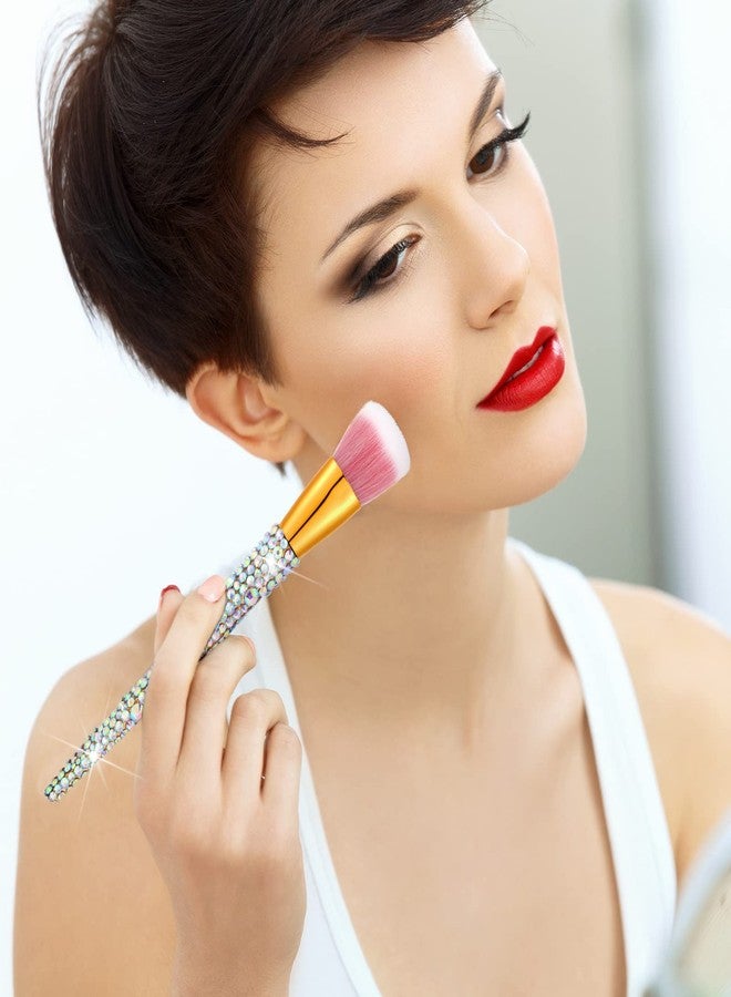 Rtteri 13 Pieces Rhinestone Makeup Brushes Set Bling Crystal Professional Face Cosmetics Blending Liquid Foundation Powder Concealer Eye Shadows Make up Beauty Tool Glitter with Holder (Silver) - Image 5