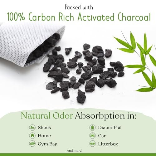 bmbu Charcoal Shoe Deodorizers - Activated Natural Bamboo Air Purifying Bag Insert for Sneakers Oder Eliminator Mini Bags -Absorber/Freshener for Gym Bag,Drawer,Closet,Car,Home, Cat Litter - Image 2