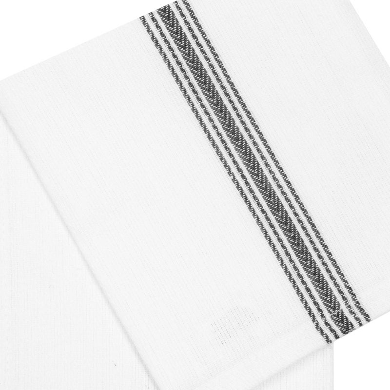 COTTON CRAFT - Scandia Stripe 12 Pack - Pure Cotton - Professional Commercial Restaurant Grade Kitchen Dish Tea Towel Cloth Napkins - Low Lint Sturdy Weave - Reusable - 16x28-30 Ounces - Charcoal - Image 2