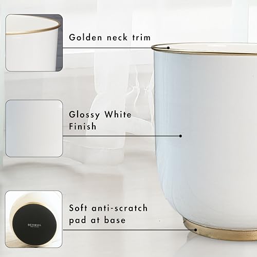 BEHOMA Metal Planters White (Set of 2), Modern Large Planters for Home Decor, Decorative Planters for Living Room Balcony Office Decor, Floor planters Set, Plant Pots (Plants not Included) - Image 5
