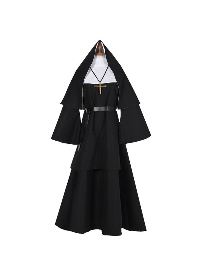 The Nun Cosplay Costume Women Men Halloween Long Robes The Conjuring Black Outfit Horror Ghost Cosplay Costume - Image 1