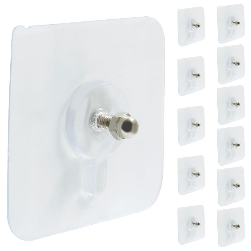 Moicstiy 12 Pcs Adhesive Hooks Screw Hanging Wall Transparent Waterproof Reusable Seamless Sticky Hooks for Kitchens, Bathroom, Office(Screw Length: 0.5inch) - Image 2