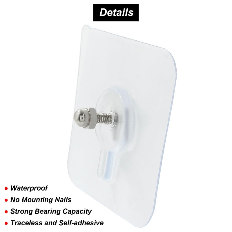 Moicstiy 12 Pcs Adhesive Hooks Screw Hanging Wall Transparent Waterproof Reusable Seamless Sticky Hooks for Kitchens, Bathroom, Office(Screw Length: 0.5inch) - Image 4