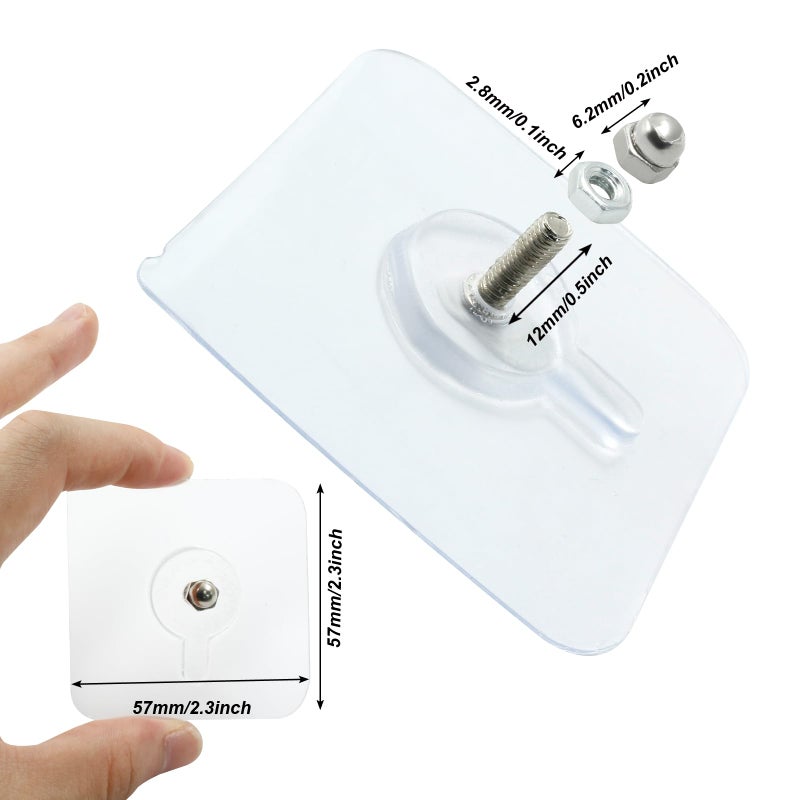 Moicstiy 12 Pcs Adhesive Hooks Screw Hanging Wall Transparent Waterproof Reusable Seamless Sticky Hooks for Kitchens, Bathroom, Office(Screw Length: 0.5inch) - Image 3