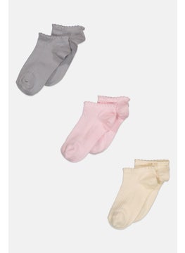 RBX Kids Girl 3 Pair Plain Socks, Pink  - Image 1