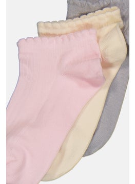 RBX Kids Girl 3 Pair Plain Socks, Pink  - Image 2