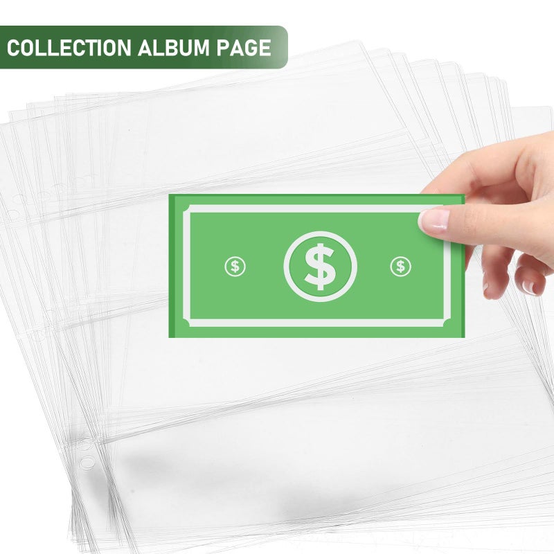 10pcs 4 Row Currency Binder Pages Plastic Sheet Protectors For Paper Money Storage - Image 4