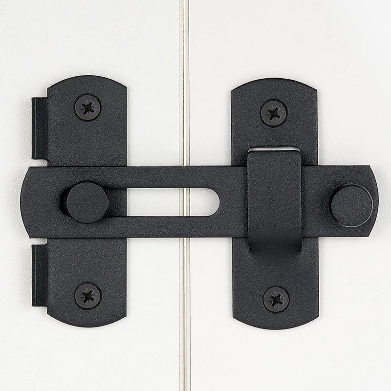 Iniret 2 Packs Barn Door Latches 3.93  X 2.75  Matte Black Stainless Steel Barn Gate Flip Door Latch Bi-Fold Door Lock Sliding Door Antique Lock Gate Latches Wine Cabinet Closet Door Latches - Image 3
