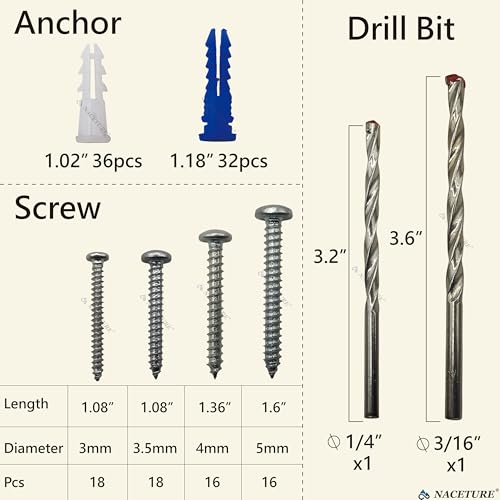 NACETURE 138 Pcs Wood Screw Assortment Kit with 4 Types of Screws and 2 Drill Bits AllinOne Screw Set for Woodworking Home Repair and DIY Cabinet Screws Set Screws Assorted Screws Projects - Image 3