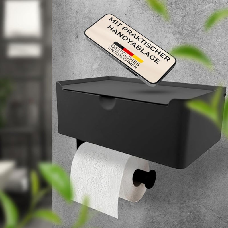 حامل ورق تواليت مع علبة مناديل مبللة، حامل ورق تواليت بدون ثقب، حامل ورق تواليت مع صينية، مصنوع من الفولاذ المقاوم للصدأ بدون بصمات أصابع، حامل لفافة ورق تواليت للحمام، حامل ورق تواليت.