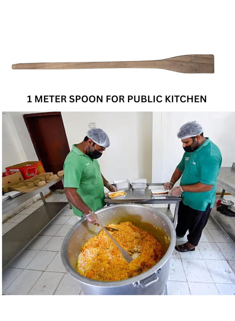 HASANAT ESSENTIALS Hasanat Essentials 1 Meter Long Wooden Cooking Spoon – Large Spatula for Public Kitchen, Big Pots & Commercial Cooking  - Image 3