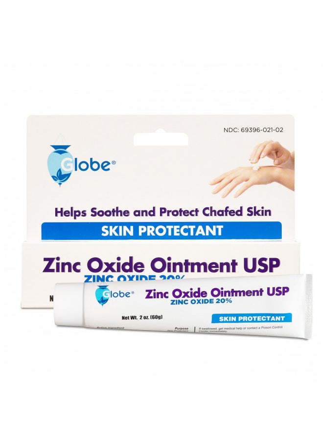 Globe Zinc Oxide Ointment 20%, 2 Ounce Tube, Advanced Skin Protection, For Diaper Rash, Relief From Poison Ivy, Sumac And Oak, Protects From Wetness, Protects Chafed Skin  - Image 1