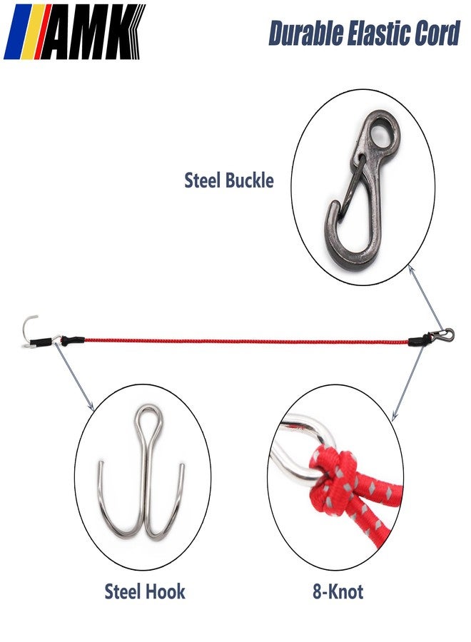AMK 4Pcs 28in 1/10 Scale Elastic RC Crawler Tow Ropes with Hook Kinetic Winch Straps for Axial SCX10 Accessries TRX6 TRX4 Upgrades Gen7 Gen8 Tamiya D90 TF4 RC Car Boat (Red) - Image 4
