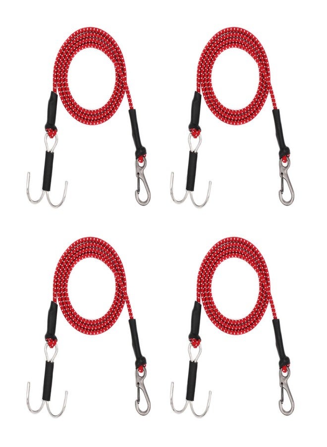 AMK 4Pcs 28in 1/10 Scale Elastic RC Crawler Tow Ropes with Hook Kinetic Winch Straps for Axial SCX10 Accessries TRX6 TRX4 Upgrades Gen7 Gen8 Tamiya D90 TF4 RC Car Boat (Red) - Image 1