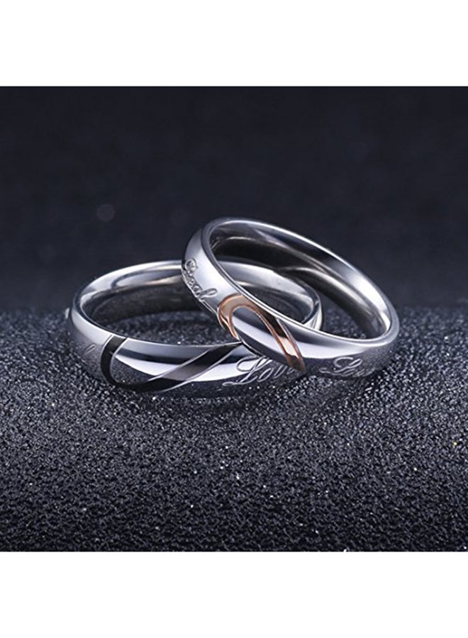LineAve Stainless Steel Couple Real Love Matching Heart Wedding Ring - Image 2