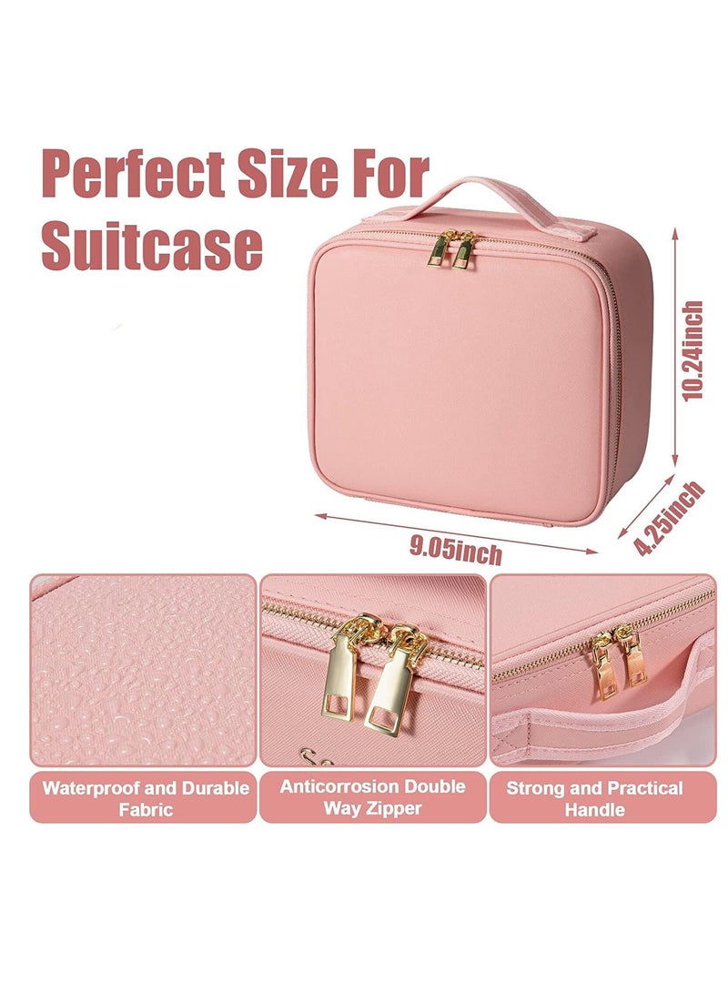 GUDOO حقيبة مكياج مع مرآة مضاءة بإضاءة LED وحقيبة مكياج بمرآة قابلة للتعديل مع فواصل مناسبة لحقيبة مكياج السفر الخاصة بك وتخزين أدوات التجميل والمكياج اليومي - Image 2