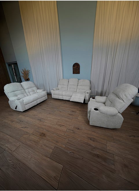 3 Pieces Recliner Chanel Chairs Set with Cups Holder Single Double and Triple