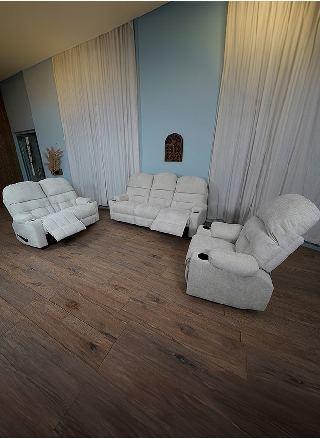 3 Pieces Recliner Chanel Chairs Set with Cups Holder Single Double and Triple