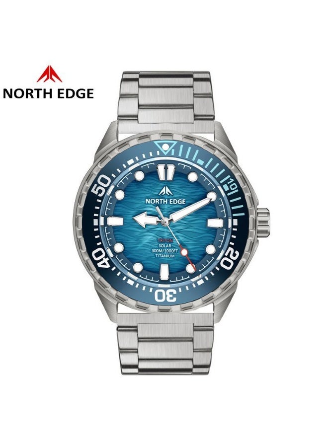 NORTH EDGE Men's Solar-powered Dive Titanium Alloy Case 300-meter Waterproof Ultra-long Battery Life Solar Watch - Image 1