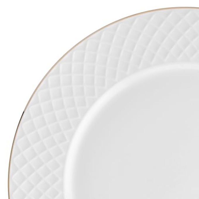 Mikasa Trellis Gold Rim Bone China Lightweight Chip Resistant 12 Piece Dinnerware Set, Service for 4 - Image 3