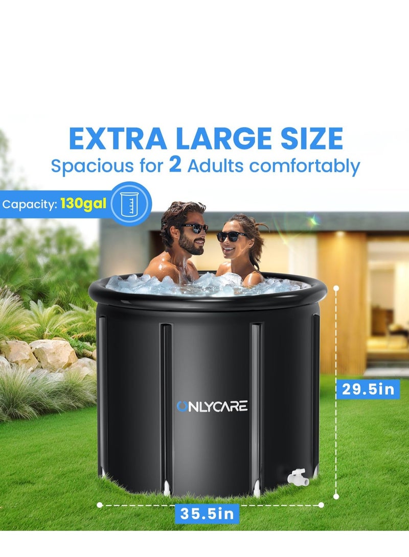 ONLYCARE Ice Bath Tub for Athletes - Upgrade XXL 130 Gal Cold Plunge Tub with Cover - Multiple Layered Cold Water Portable Ice Pod for Therapy Recovery at Home Outdoor Gym - Image 5