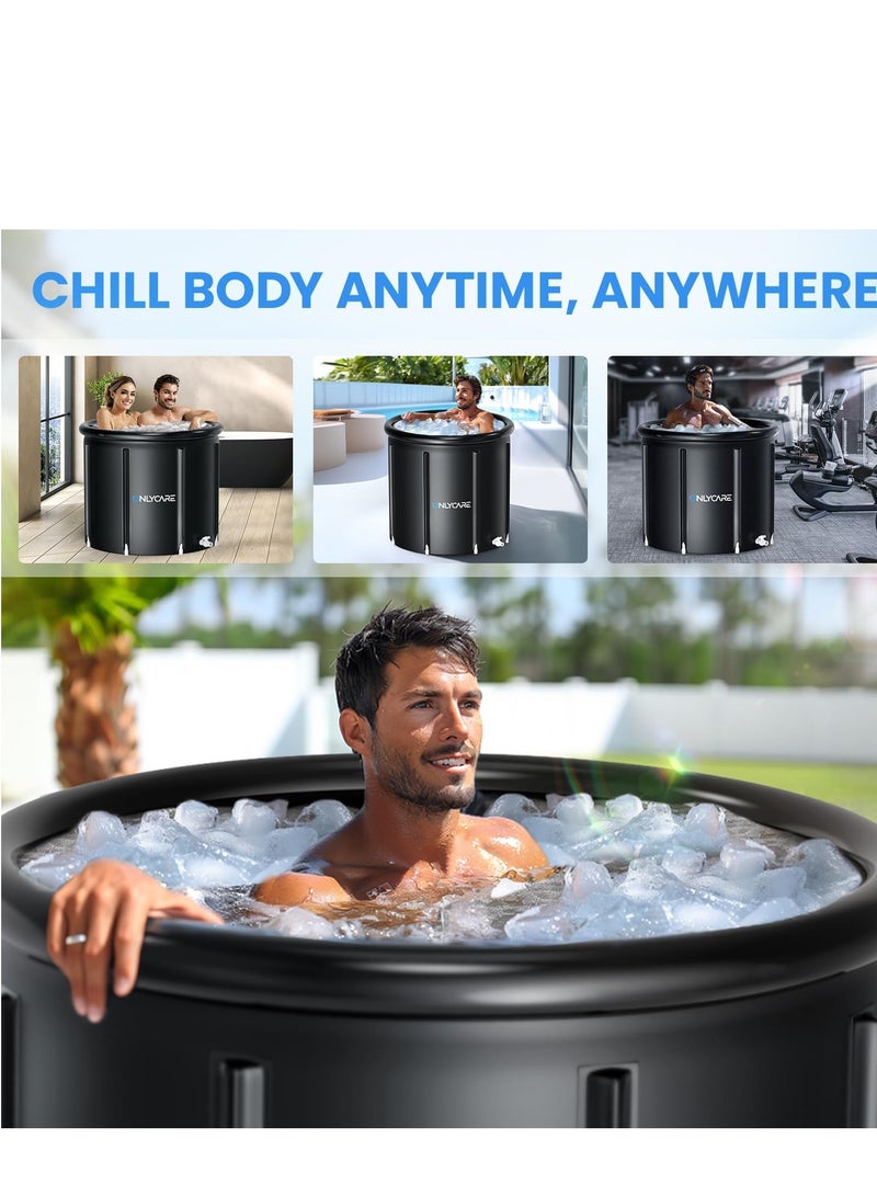 ONLYCARE Ice Bath Tub for Athletes - Upgrade XXL 130 Gal Cold Plunge Tub with Cover - Multiple Layered Cold Water Portable Ice Pod for Therapy Recovery at Home Outdoor Gym - Image 2