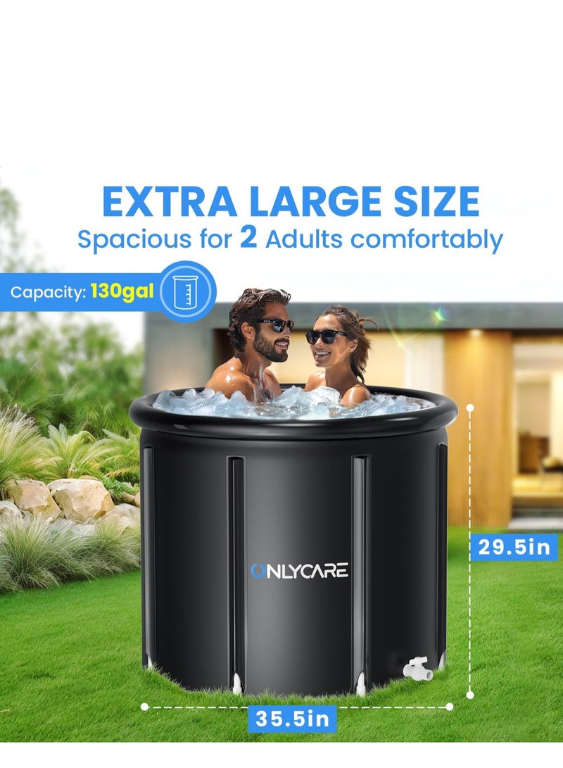ONLYCARE Ice Bath Tub for Athletes - Upgrade XXL 130 Gal Cold Plunge Tub with Cover - Multiple Layered Cold Water Portable Ice Pod for Therapy Recovery at Home Outdoor Gym - Image 3