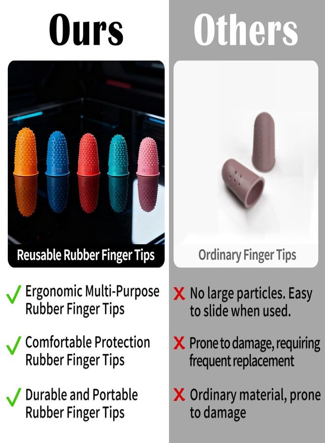 uadbau 5 PCS Rubber Finger Tips Covers, Finger Protectors in 5 Colors and Sizes, Reusable Silicone Thimble, Great for Paperwork, Money Counting, Sewing, Cutting, and Thimbles for Hand Embroidery - Image 5