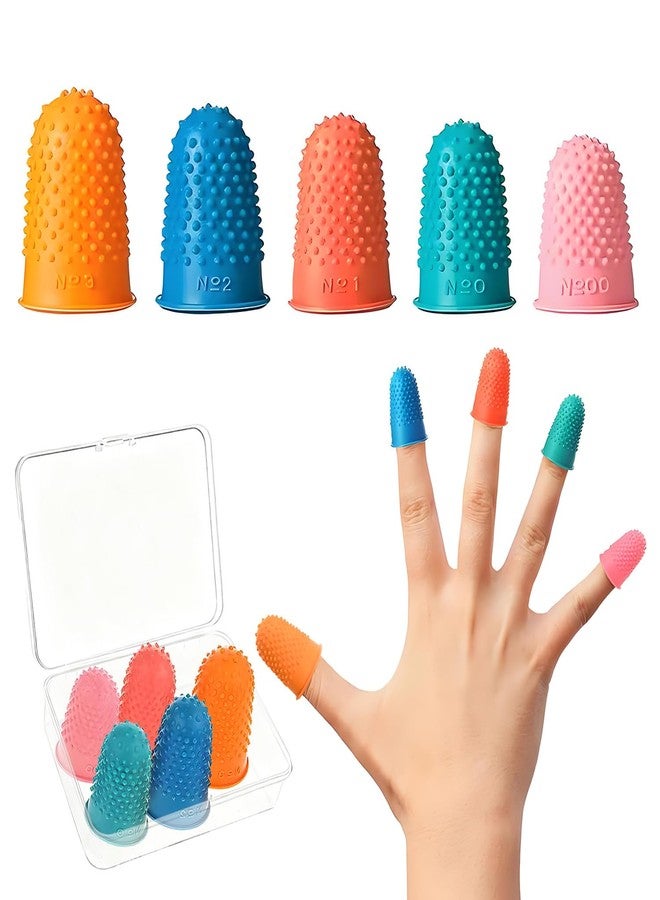 uadbau 5 PCS Rubber Finger Tips Covers, Finger Protectors in 5 Colors and Sizes, Reusable Silicone Thimble, Great for Paperwork, Money Counting, Sewing, Cutting, and Thimbles for Hand Embroidery - Image 1