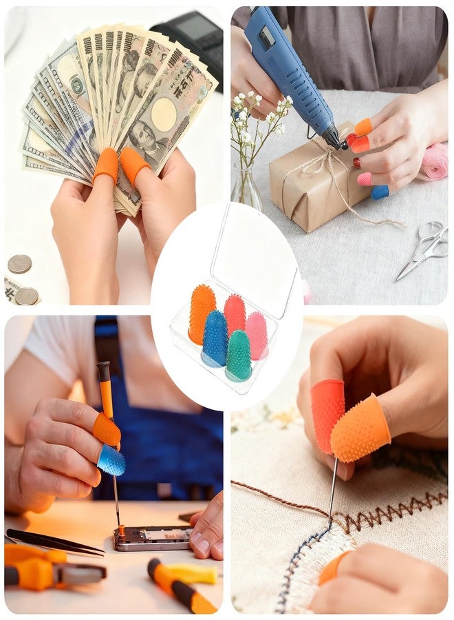 uadbau 5 PCS Rubber Finger Tips Covers, Finger Protectors in 5 Colors and Sizes, Reusable Silicone Thimble, Great for Paperwork, Money Counting, Sewing, Cutting, and Thimbles for Hand Embroidery - Image 4