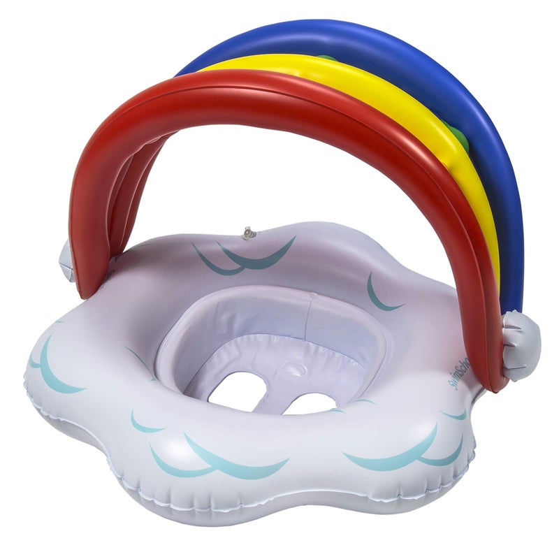 SwimSchool Rainbow Baby’s First Pool Float - 6-18 Months - Novelty Baby Boat with Adjustable Seat - Rainbow - Image 2