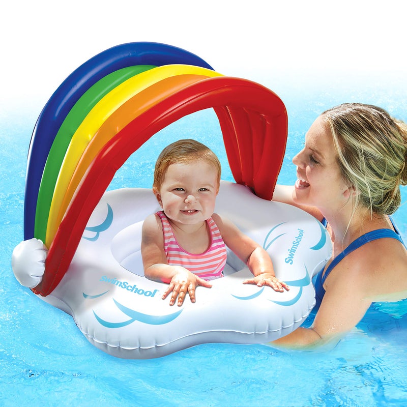SwimSchool Rainbow Baby’s First Pool Float - 6-18 Months - Novelty Baby Boat with Adjustable Seat - Rainbow - Image 4